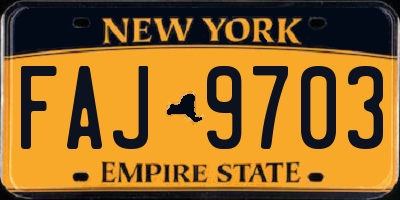 NY license plate FAJ9703