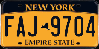 NY license plate FAJ9704