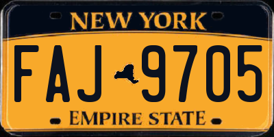 NY license plate FAJ9705