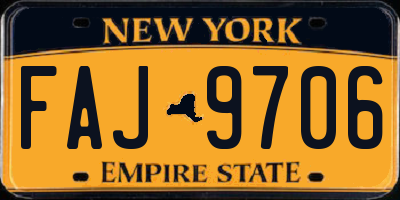 NY license plate FAJ9706