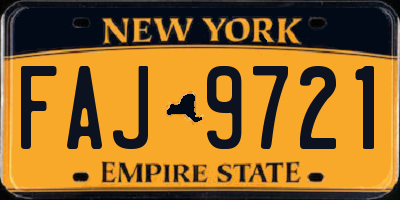 NY license plate FAJ9721