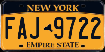 NY license plate FAJ9722