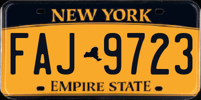 NY license plate FAJ9723