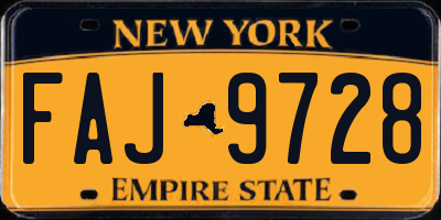 NY license plate FAJ9728