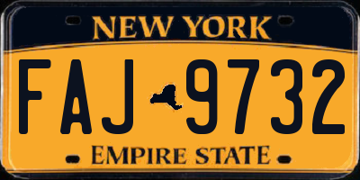 NY license plate FAJ9732