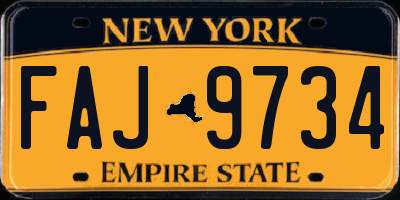 NY license plate FAJ9734