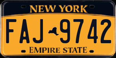 NY license plate FAJ9742