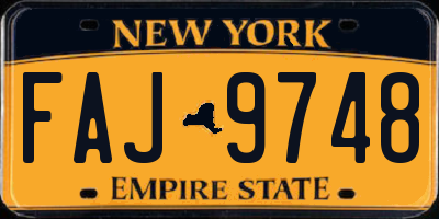 NY license plate FAJ9748