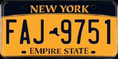 NY license plate FAJ9751