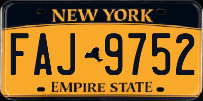 NY license plate FAJ9752