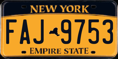 NY license plate FAJ9753