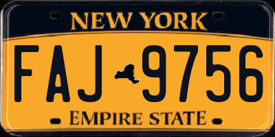 NY license plate FAJ9756