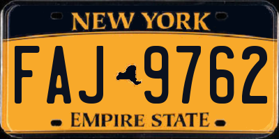 NY license plate FAJ9762