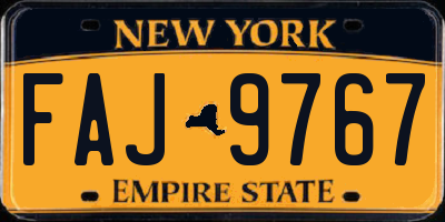 NY license plate FAJ9767