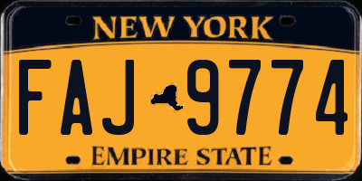 NY license plate FAJ9774