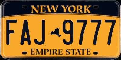 NY license plate FAJ9777