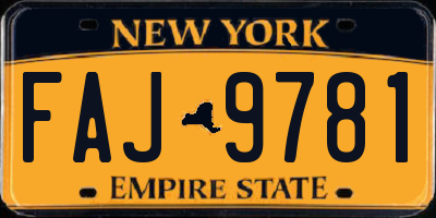 NY license plate FAJ9781