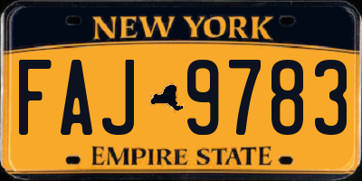 NY license plate FAJ9783