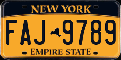 NY license plate FAJ9789