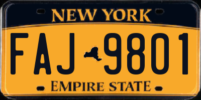 NY license plate FAJ9801