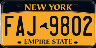 NY license plate FAJ9802