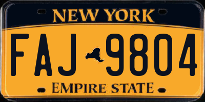 NY license plate FAJ9804