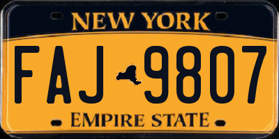 NY license plate FAJ9807