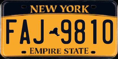 NY license plate FAJ9810