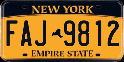 NY license plate FAJ9812