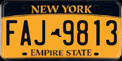 NY license plate FAJ9813