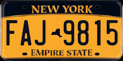 NY license plate FAJ9815