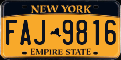 NY license plate FAJ9816