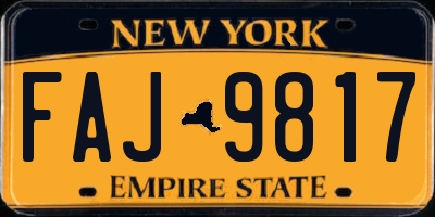 NY license plate FAJ9817