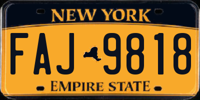 NY license plate FAJ9818