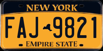 NY license plate FAJ9821