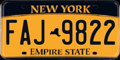 NY license plate FAJ9822