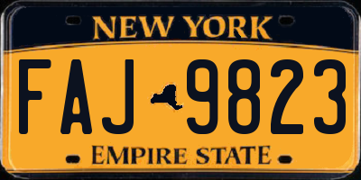 NY license plate FAJ9823