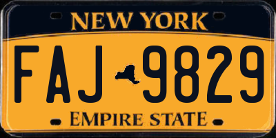 NY license plate FAJ9829