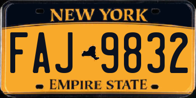 NY license plate FAJ9832