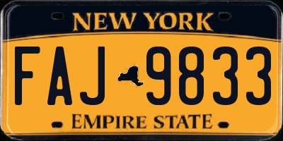 NY license plate FAJ9833