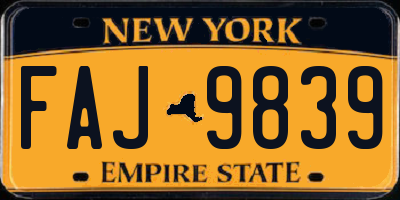 NY license plate FAJ9839