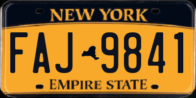 NY license plate FAJ9841