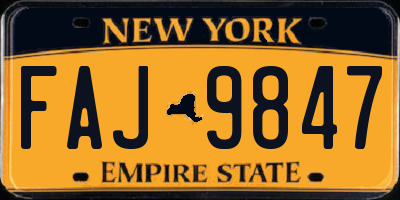 NY license plate FAJ9847