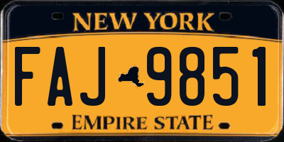 NY license plate FAJ9851