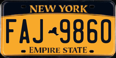 NY license plate FAJ9860