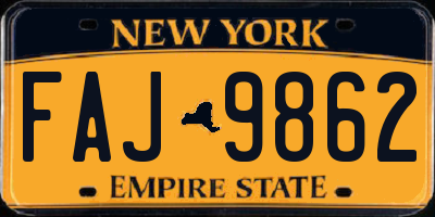 NY license plate FAJ9862