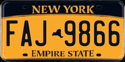 NY license plate FAJ9866