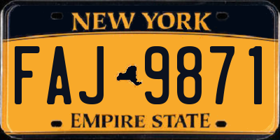 NY license plate FAJ9871