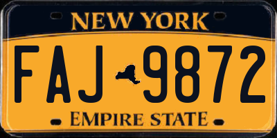 NY license plate FAJ9872