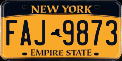 NY license plate FAJ9873